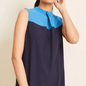 Ann Taylor Colorblock Twist Neck Shell